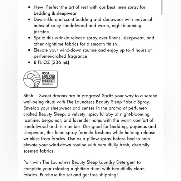 The Laundress Beauty Sleep Linen Spray- 8 oz - Picture 4 of 5